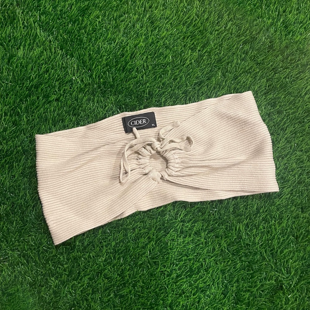 Beachy bandeau crop top with tie in front